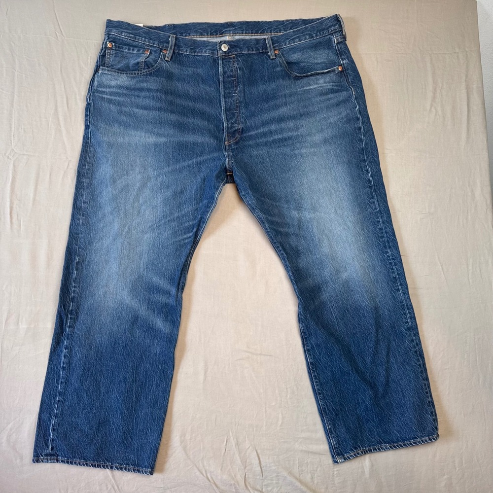 Levi's Mens Blue 501 Premium Original Fit Button Fly Straight Jeans 44x28